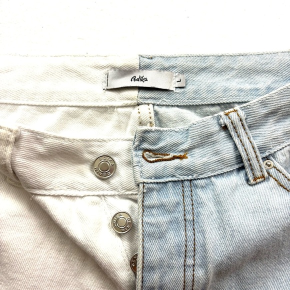 Adika Two-Tone Blue/White Slice High Waisted “mom” Ankle Women's Jeans (Size L) - Picture 4 of 14